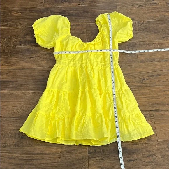 NWT Chelsea & Violet Linen Cotton Blend Puff Sleeve Tie V-Neck A-Line - Picture 12 of 15